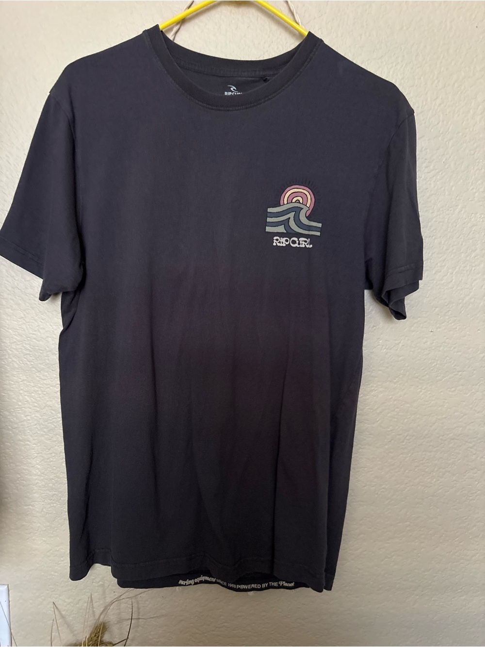 Rip Curl Black Short Sleeve Tee with Multicolor Wave Patch